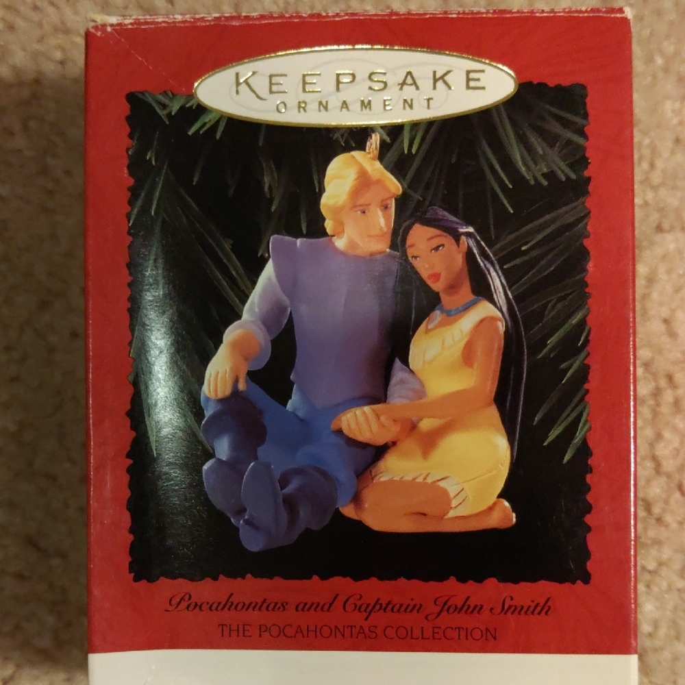 KEEPSAKE the Label Pocahontas and John Smith Ornament - Blue and Yellow